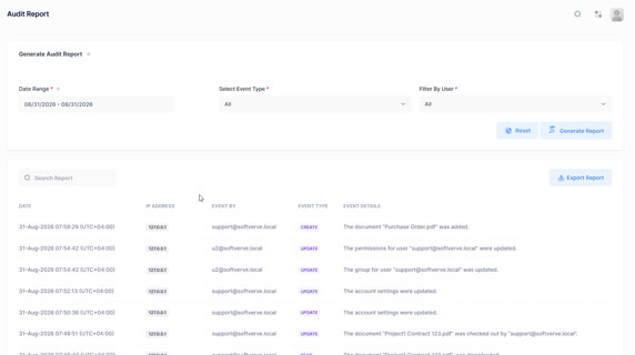 FiledIn document security and audit trail